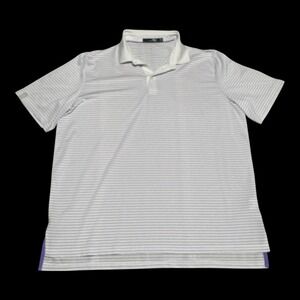 RLX Ralph Lauren Polyester Blend Golf Performance Striped Polo Shirt‎ Men's XL
